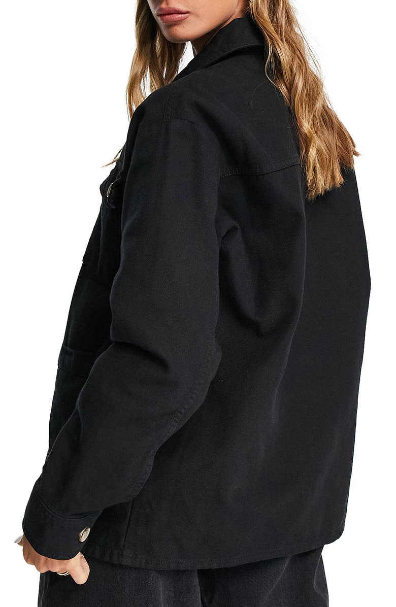 Topshop Oversize Cotton Shacket, Alternate, color,