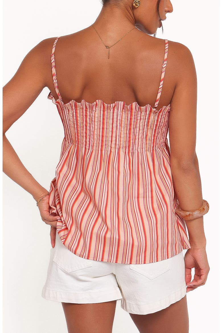 Carson Stripe Pintuck Pleat Cotton Camisole, Alternate, color, PEACH STRIPE