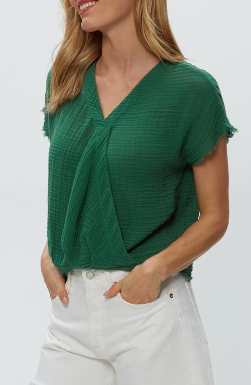 Michael Stars Evie Gauze Faux Wrap Top In Palm