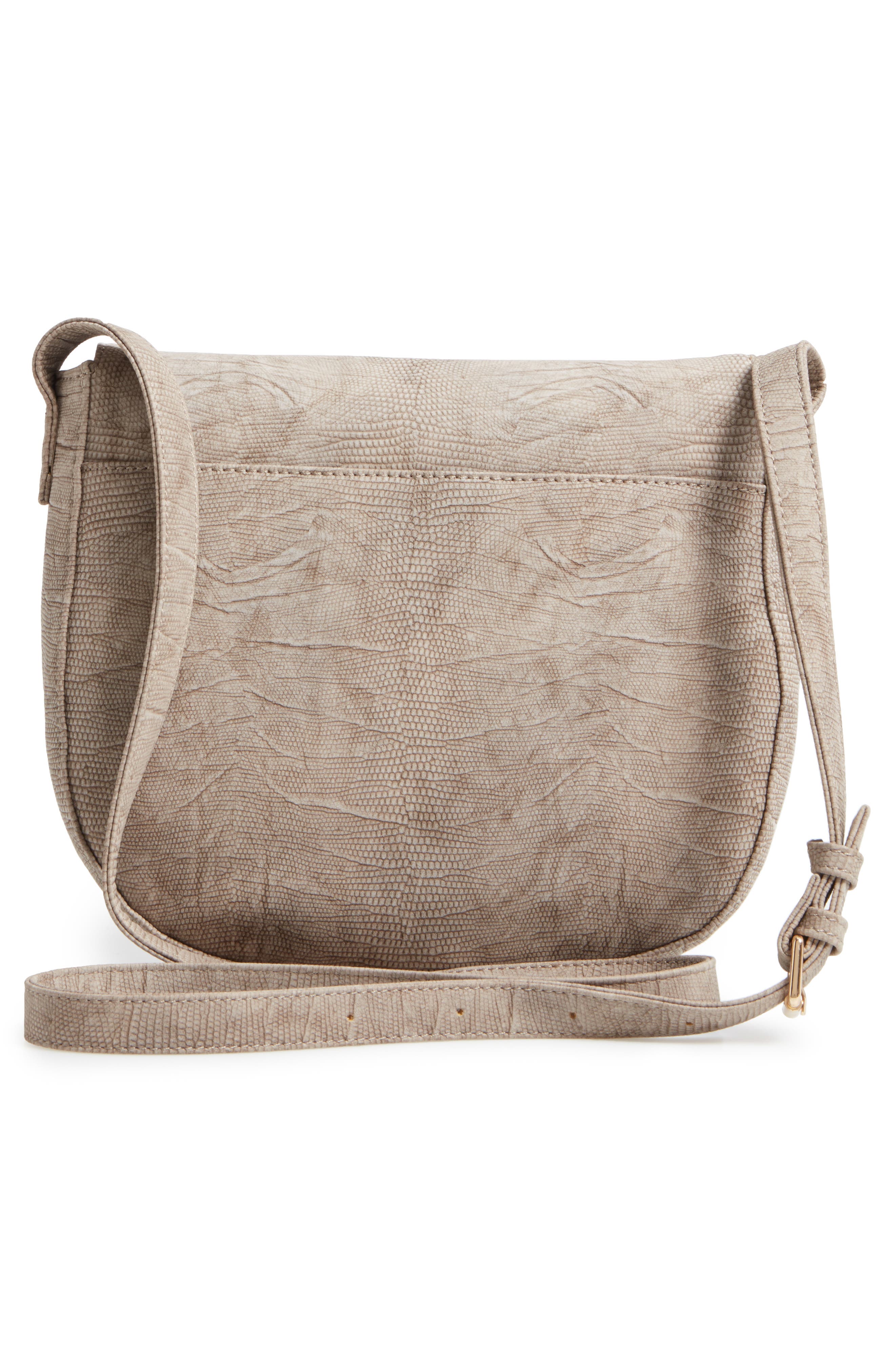 Livvy Faux Leather Crossbody Saddle Bag, Alternate, color, TAUPE