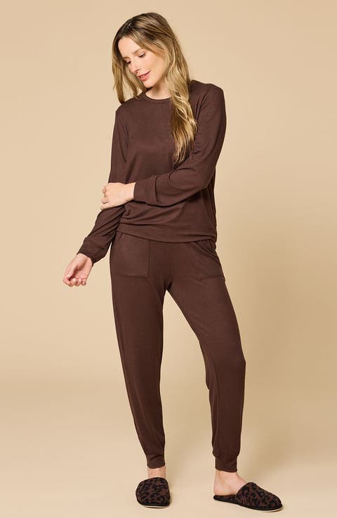 Dream Jersey Long Sleeve Crew Neck Lounge Set with Jogger Pant