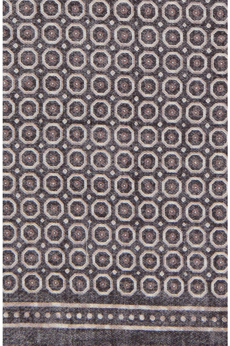 Foulard Print Wool & Cotton Pocket Square, Alternate, color, 221302 BLK GRY SND
