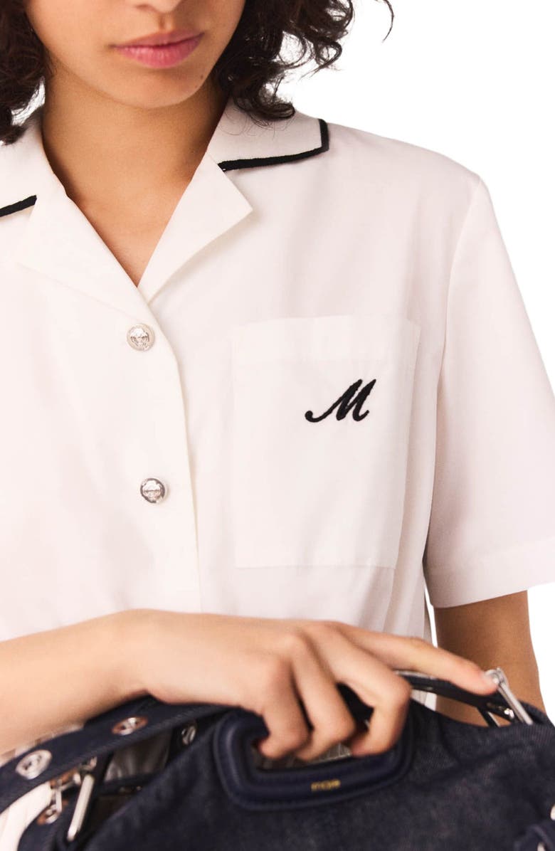 maje Short-sleeve shirt dress, Alternate, color, White