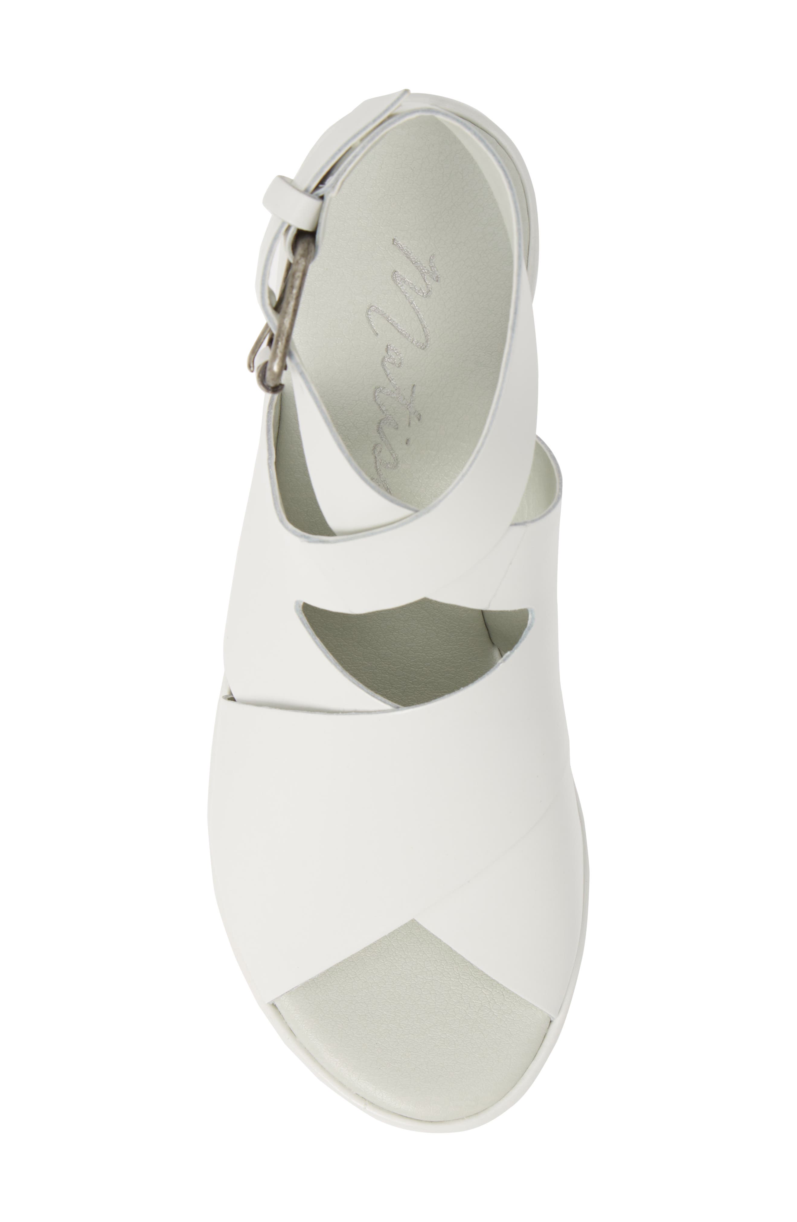 Runaway Wedge Sandal, Alternate, color, WHITE LEATHER