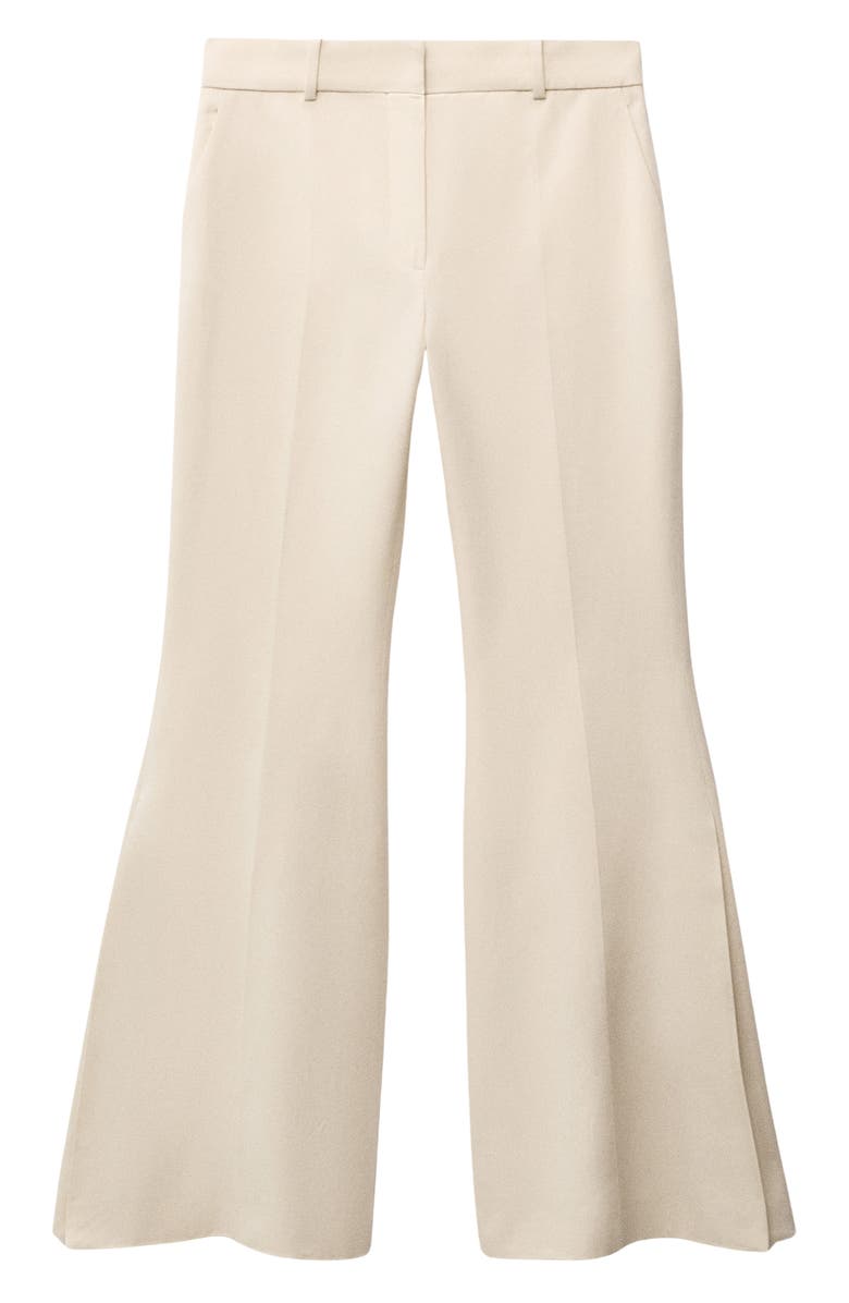 MANGO Cotton & Linen Flare Pants, Alternate, color, Ecru