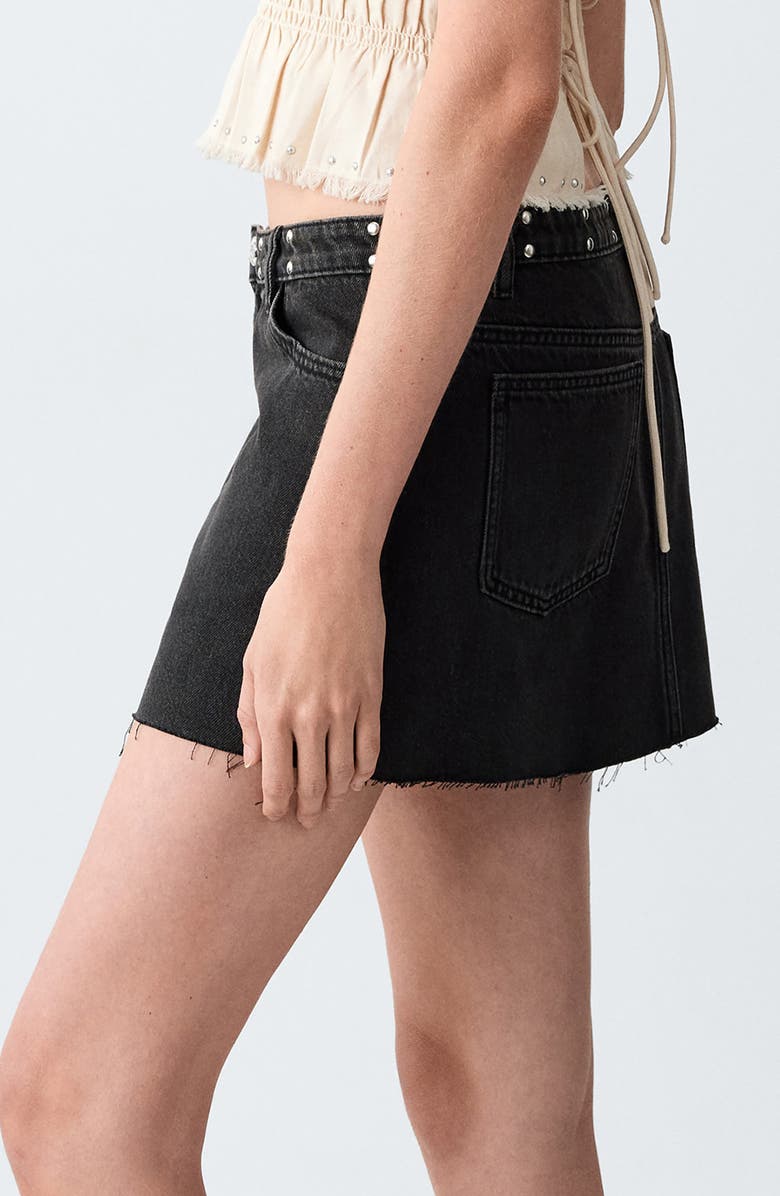 MANGO TEEN Studded Denim Miniskirt, Alternate, color,