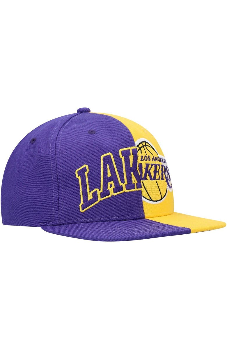 Mitchell & Ness Men's Mitchell & Ness Purple/Gold Los Angeles Lakers Half and Half Snapback Hat, Alternate, color, Purple