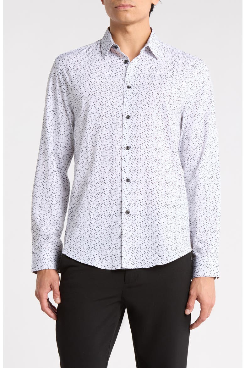 Mini Floral Button-Up Shirt, Main, color, WHITE