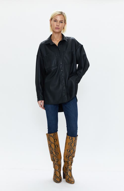 Pistola Rena Faux Leather Button-down Tunic In Slate Black