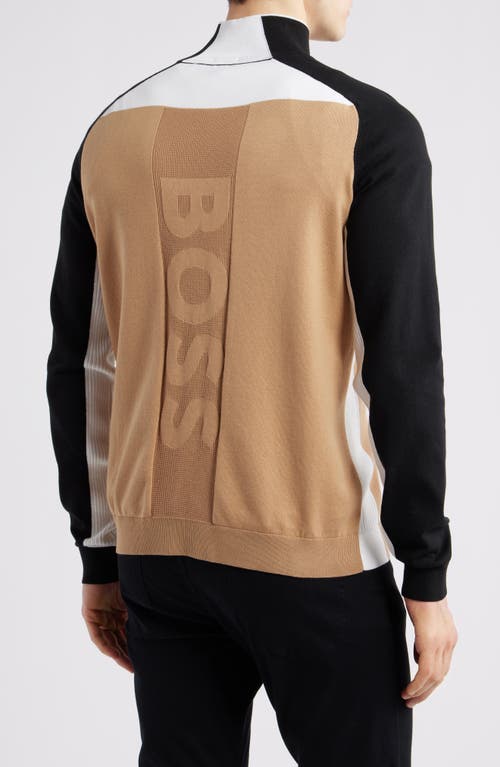 Hugo Boss Water-repellent Quarter-zip Sweatshirt In Black
