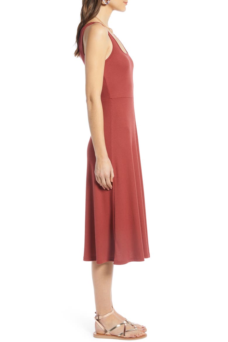A-Line Tank Midi Dress, Alternate, color, RED COWHIDE