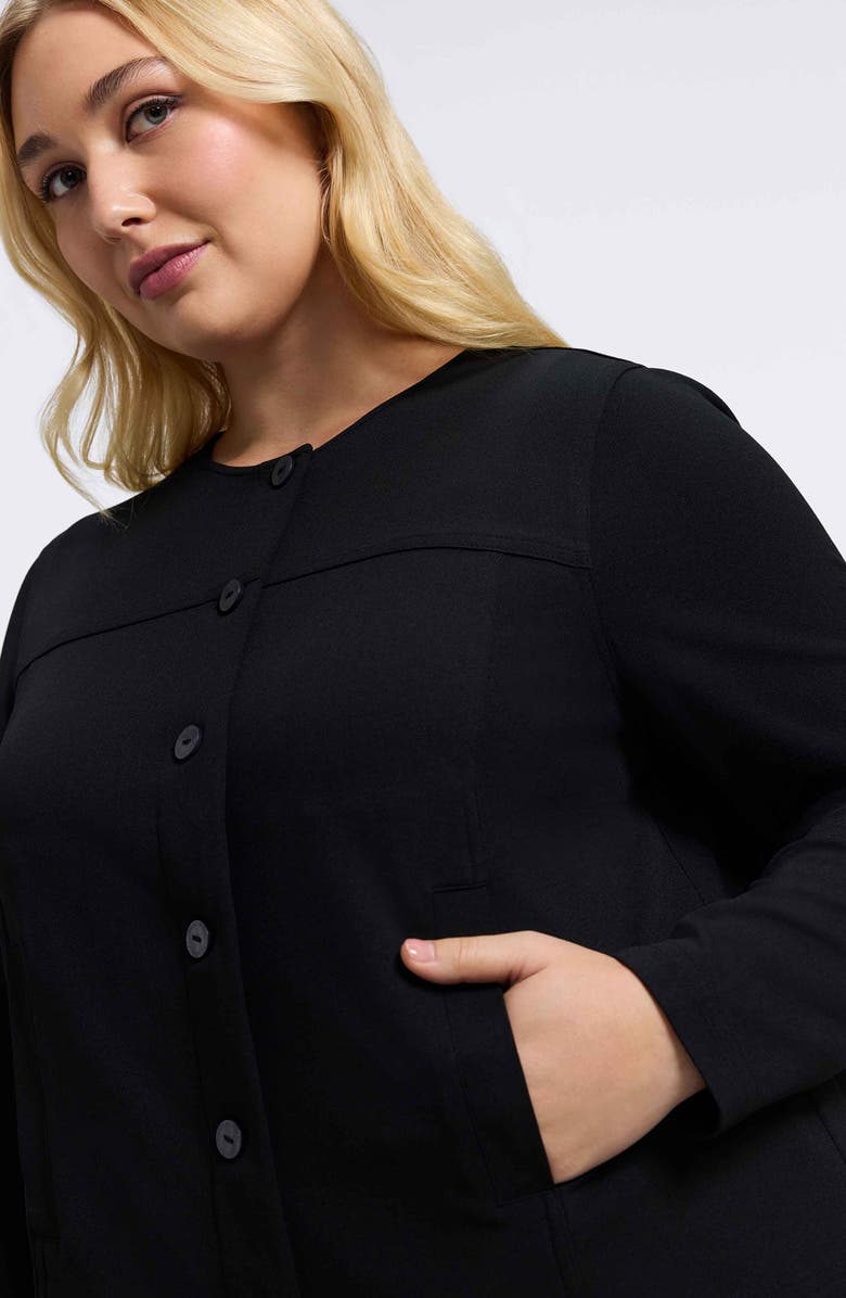 Foxcroft Valerie Crepe Knit Jacket, Alternate, color, Black