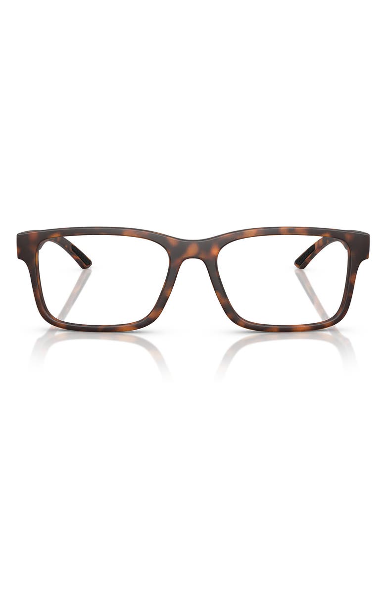 Prada Linea Rossa 56mm Rectangular Optical Glasses, Main, color, Dark Tort