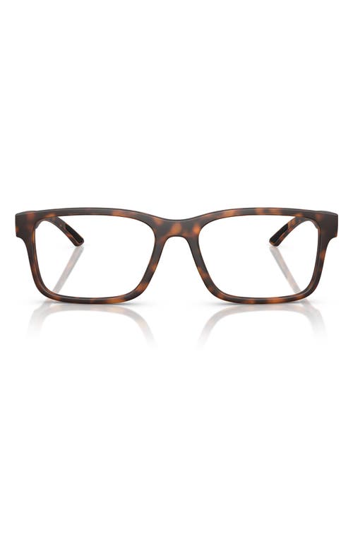 Prada Linea Rossa 56mm Rectangular Optical Glasses In Dark Tort