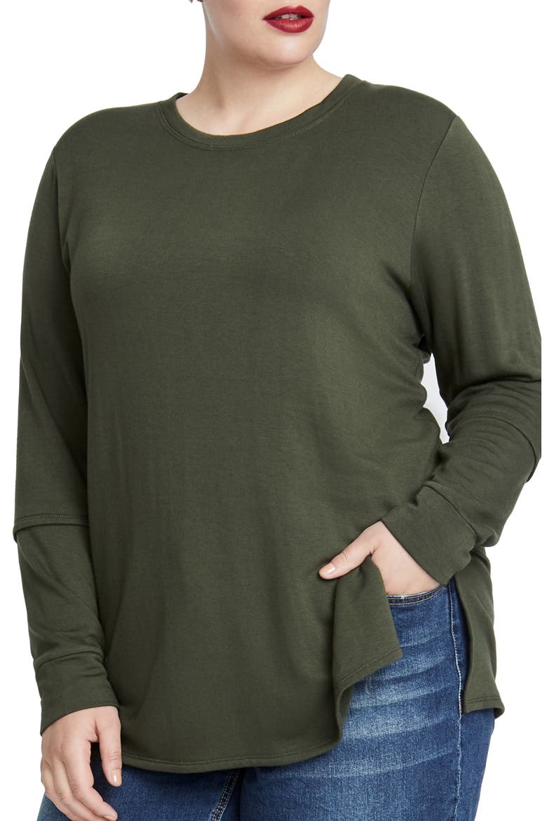 Split Arm Top, Main, color, ARMY GREEN