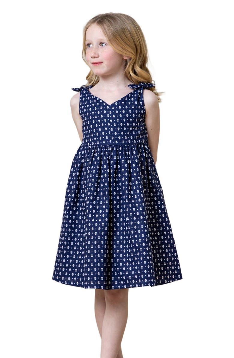 Hope & Henry Girls' Sleeveless Bow Shoulder Swing Dress in Linen, Kids, Main, color, 
