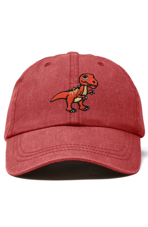 Dalix T-rex Embroidered Casual Cap In Washed Red