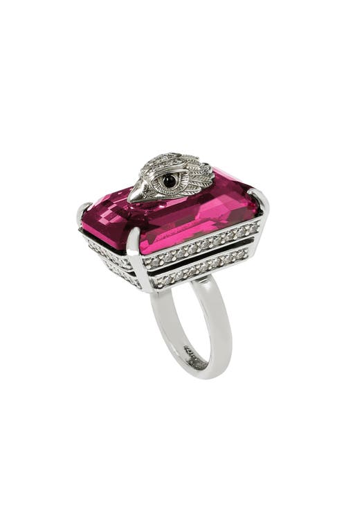 Kurt Geiger London Emerald Cut Cocktail Ring In Pink