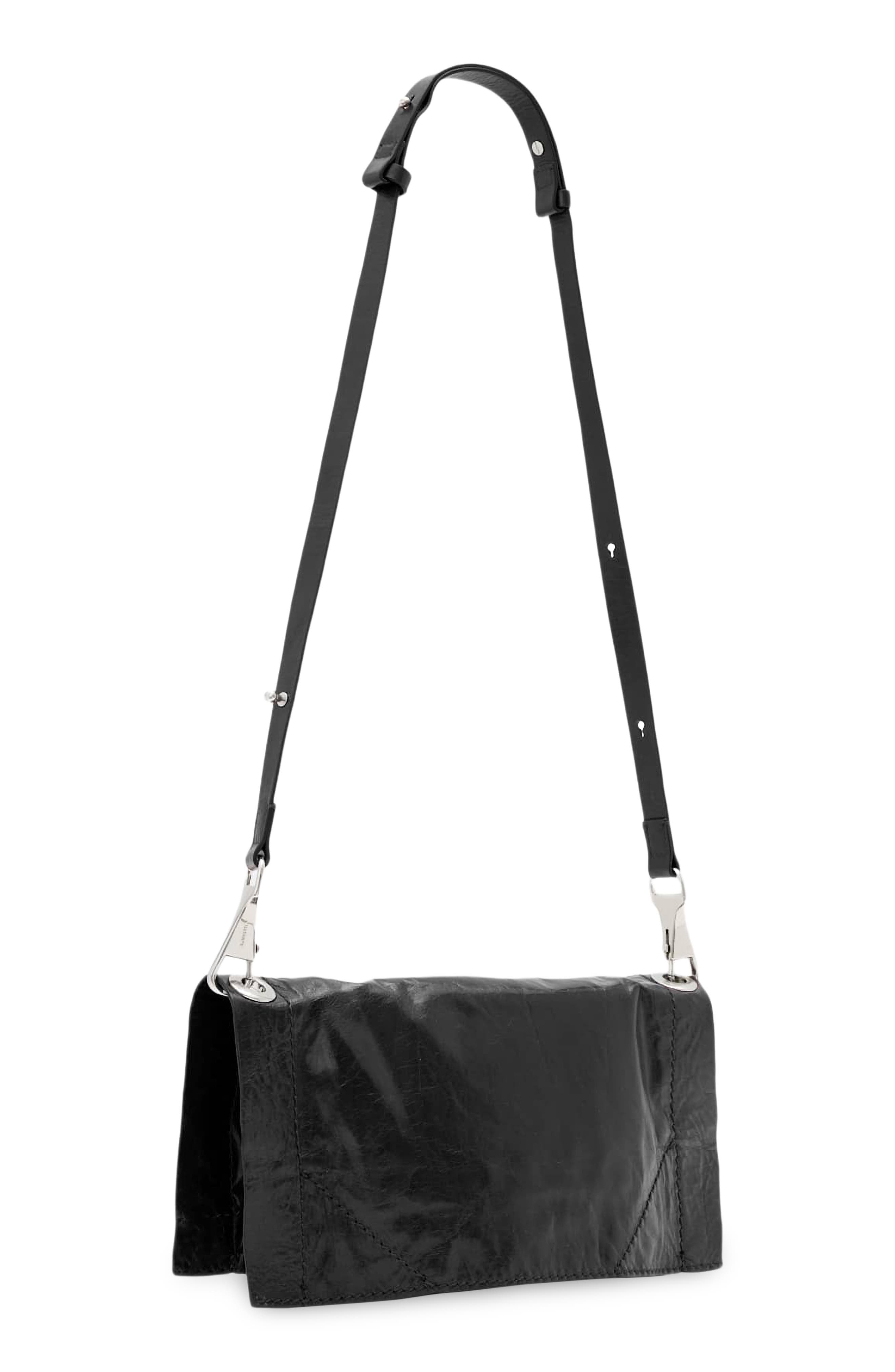 Lutece Small Leather Crossbody Bag, Alternate, color, BLACK