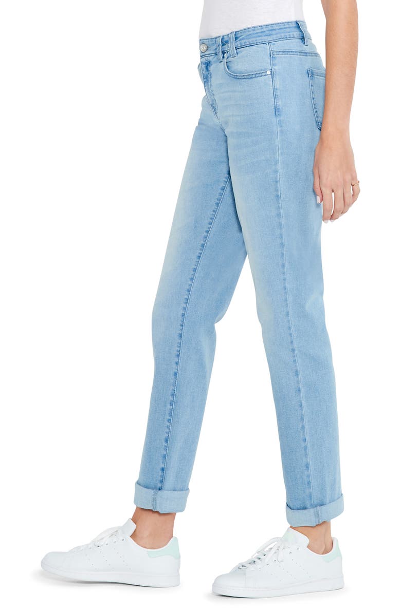 NIC+ZOE Cuffed High Waist Straight Leg Girlfriend Jeans, Alternate, color, Breeze