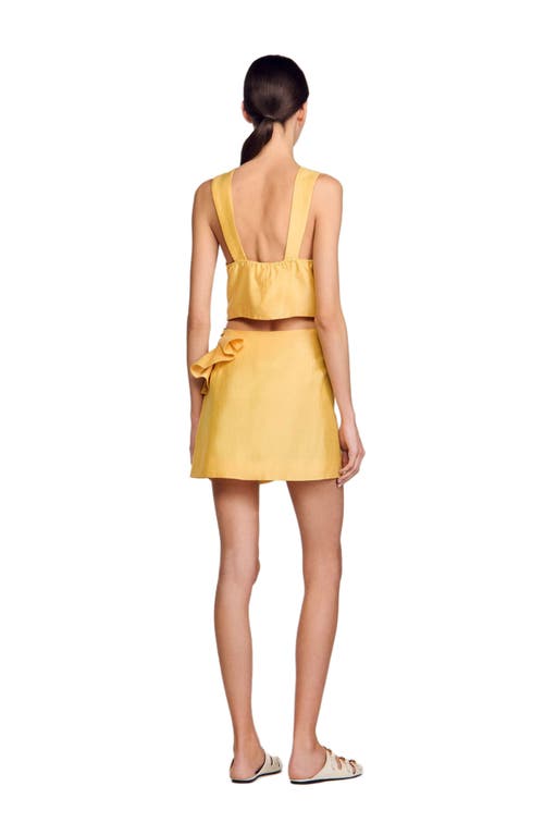 Sandro Short Skirt With Ruffled Detail In Yellow