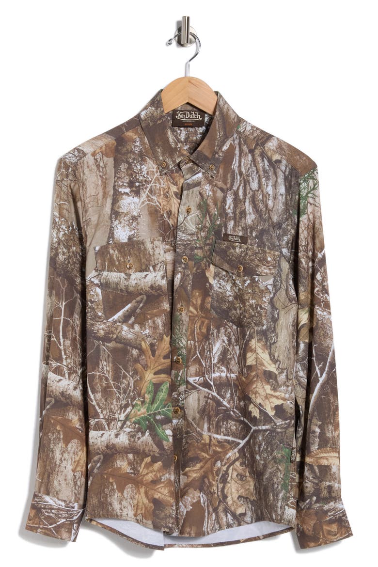 Camo Print Long Sleeve Shirt, Alternate, color, CAMO PRINT