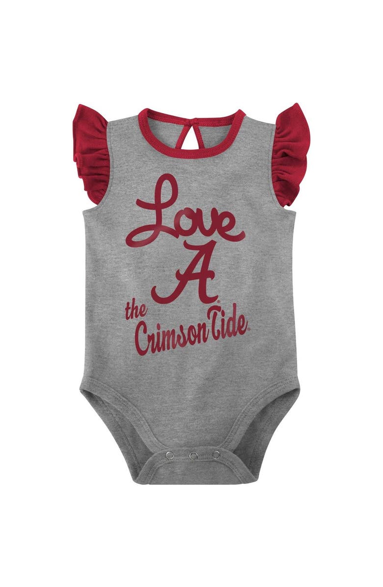 Outerstuff Girls Newborn & Infant Crimson/Gray Alabama Crimson Tide Spread the Love 2-Pack Bodysuit Set, Alternate, color,