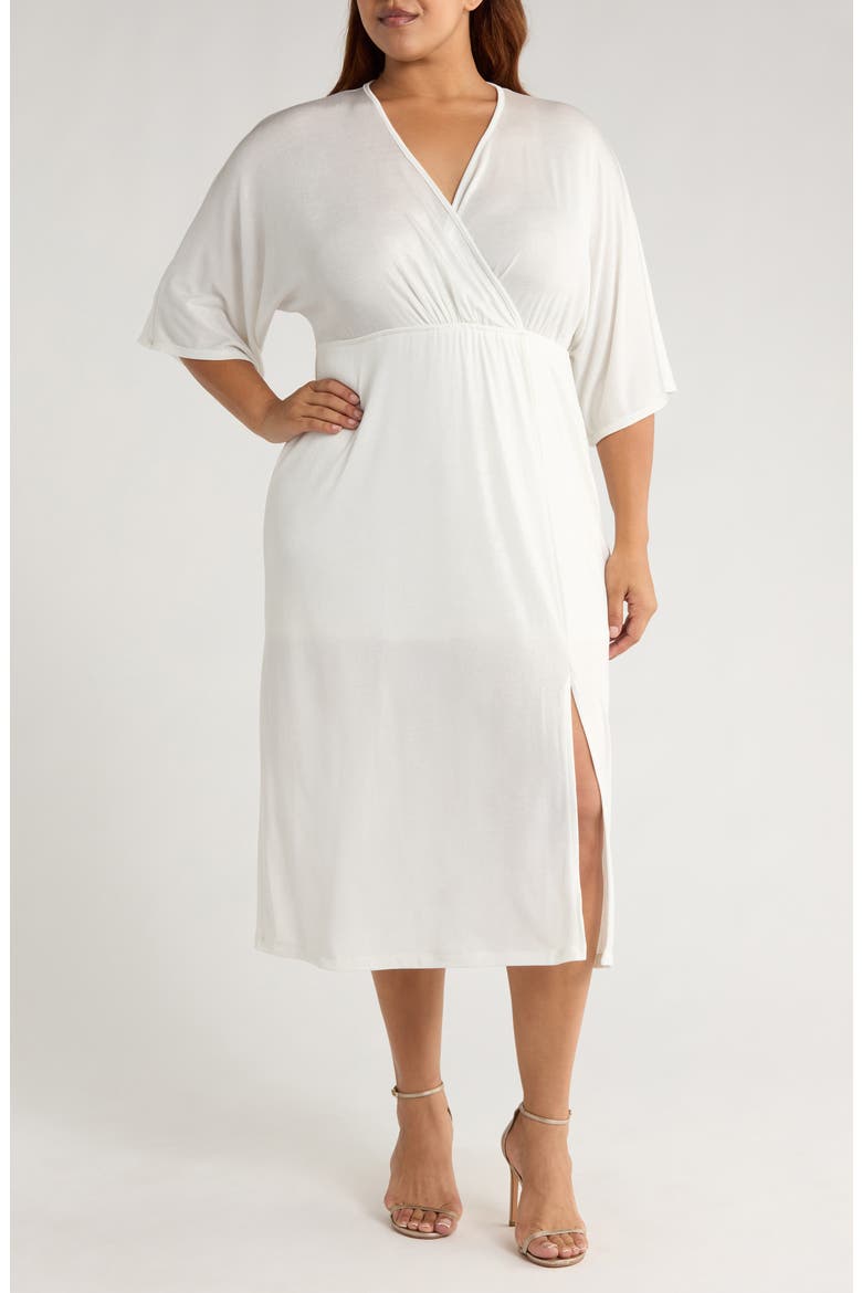 Metallic Dolman Sleeve Midi Dress, Main, color, IVORY