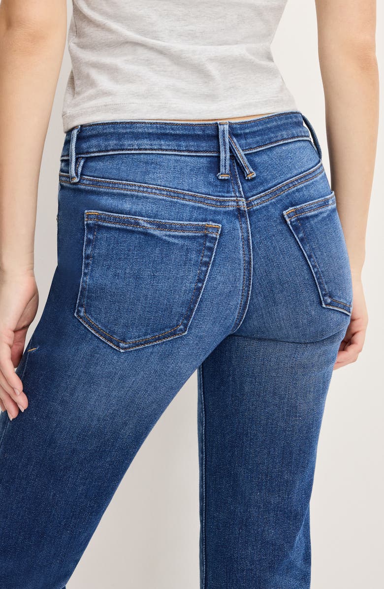 Good American Low Rise Slim Bootcut Jeans, Alternate, color, Indigo1218