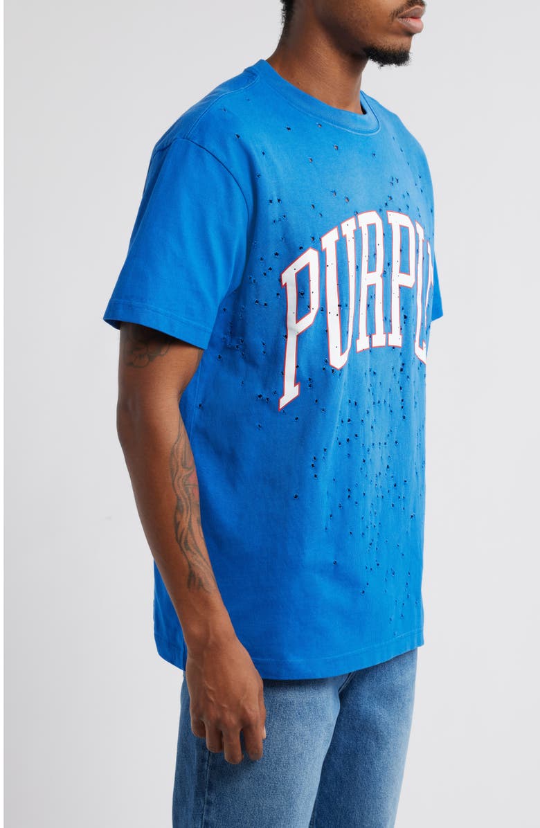 PURPLE BRAND Distressed Heavyweight Cotton Graphic T-Shirt, Alternate, color, Blue