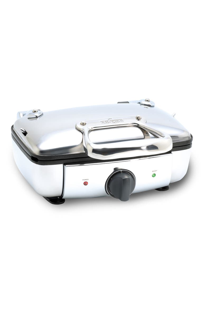 Two-Square Belgian Waffle Maker, Main, color, SILVER
