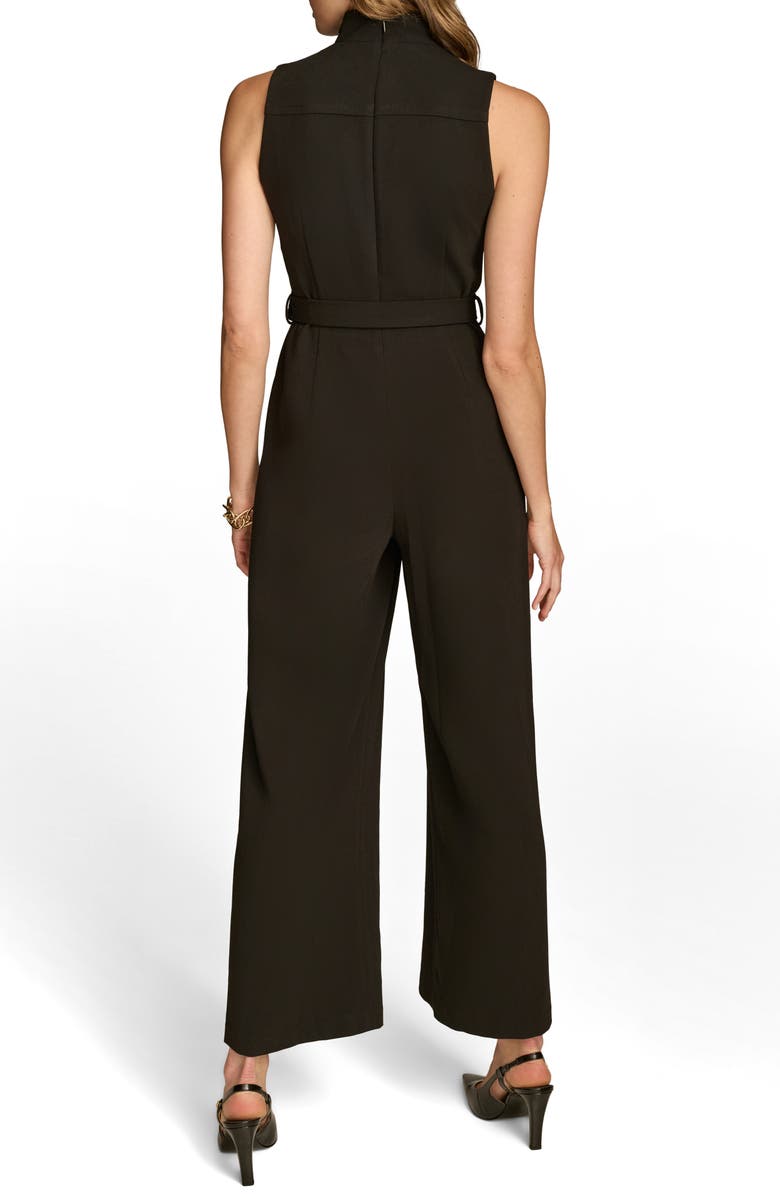 Donna Karan New York Hardware Tie Waist Sleeveless Flare Jumpsuit, Alternate, color, 