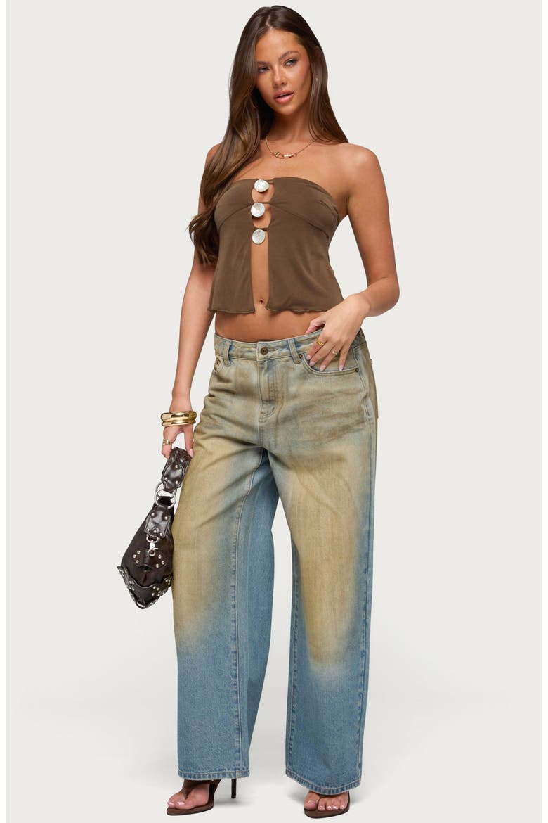 Lee Cutout Strapless Top, Alternate, color, BROWN