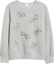 Caslon® Crystal Bow Embellished Sweatshirt