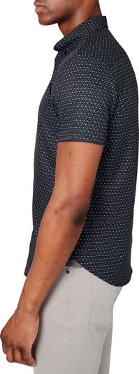Slim Fit Micro Dot 4-Way Stretch Short Sleeve Button-Up Shirt