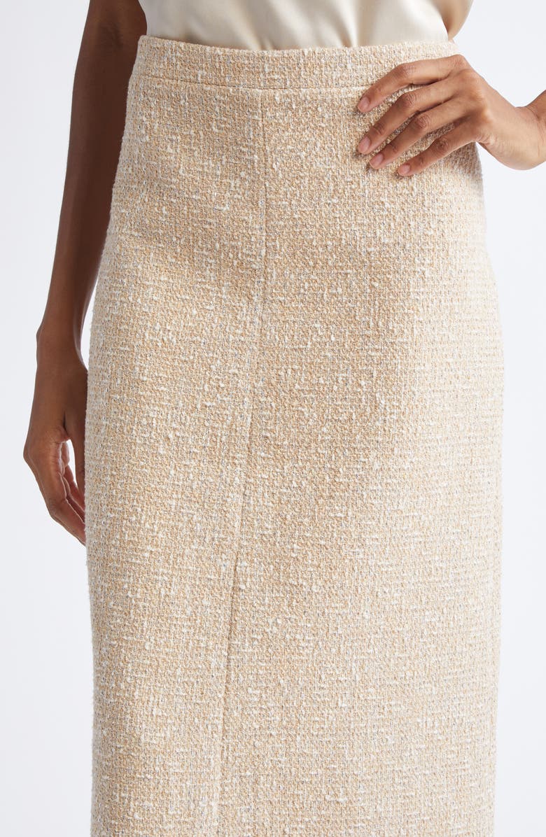 ST. JOHN Metallic Latte Tweed A-line Skirt, Alternate, color, Latte Ecru Multi