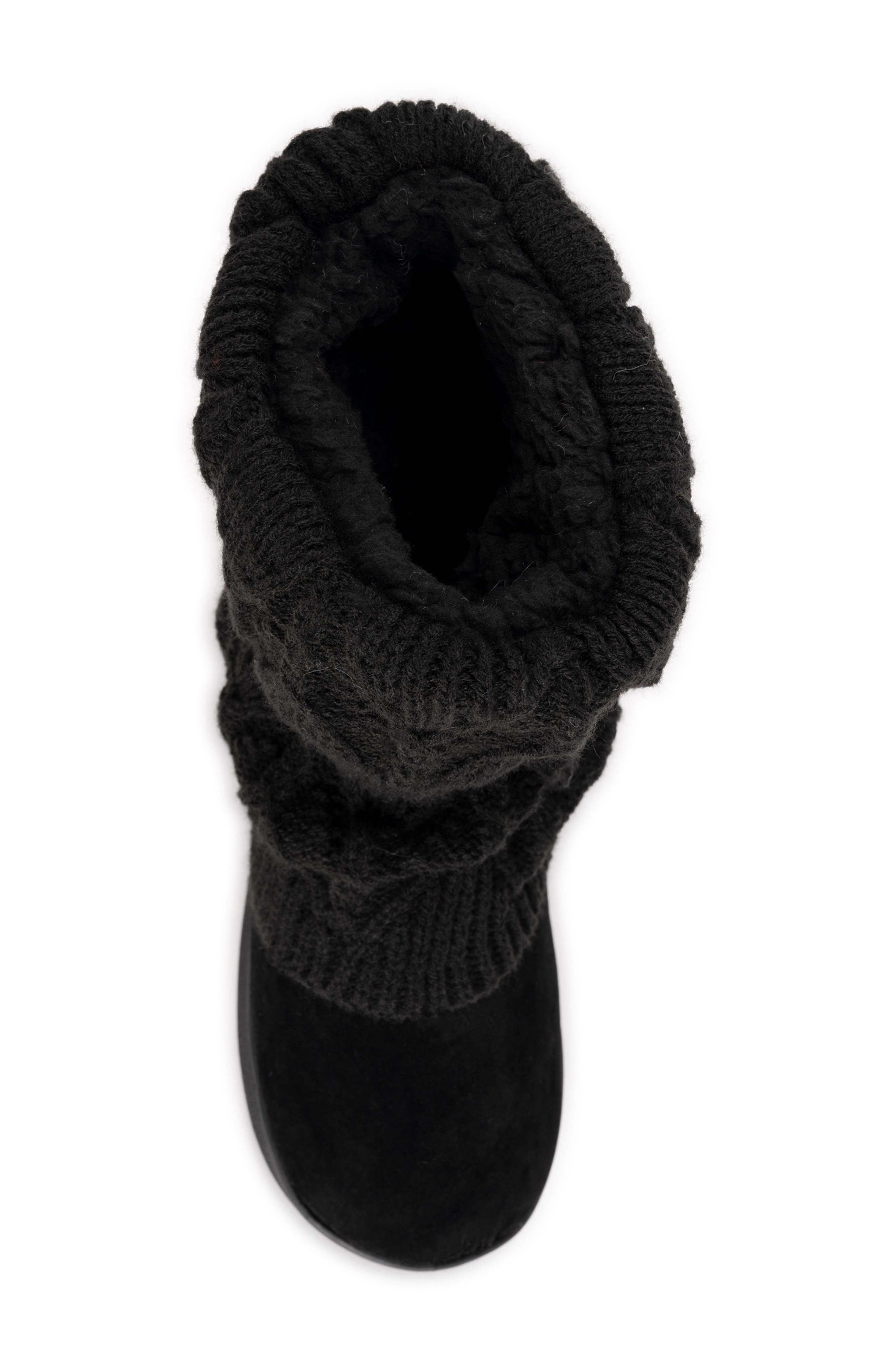 MUK LUKS Raquel Faux Fur Lined Indoor/Outdoor Bootie Slipper, Alternate, color, Black Black