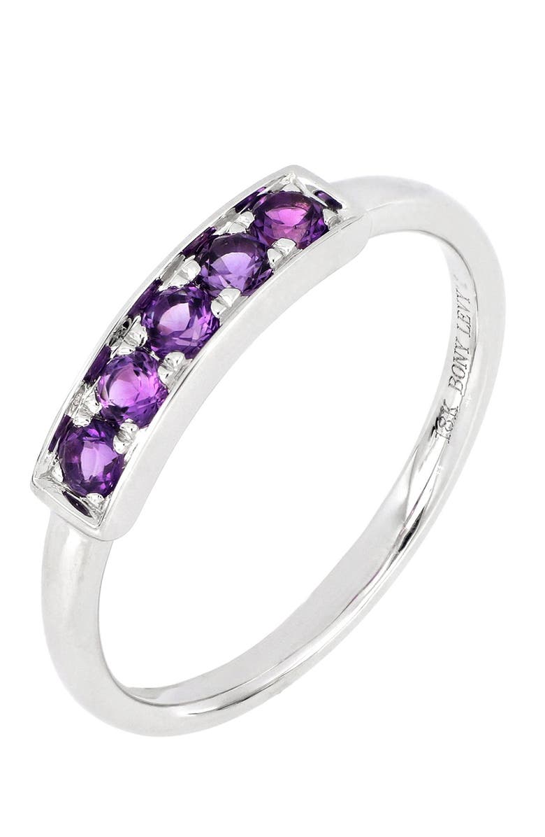 Bony Levy 18K White Gold Prong Set Amethyst Stackable Ring, Alternate, color,