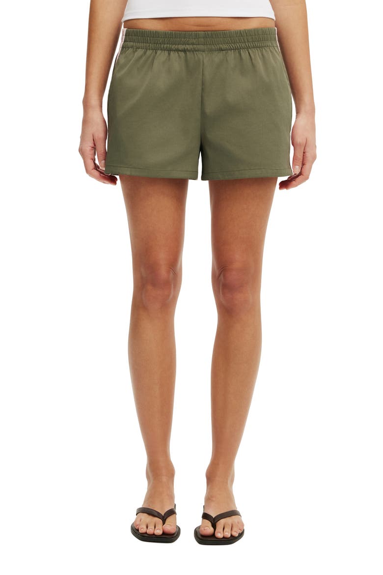 Women's Nyla Woven Sport Short, Main, color, Khaki Babydoll Pink Stripe