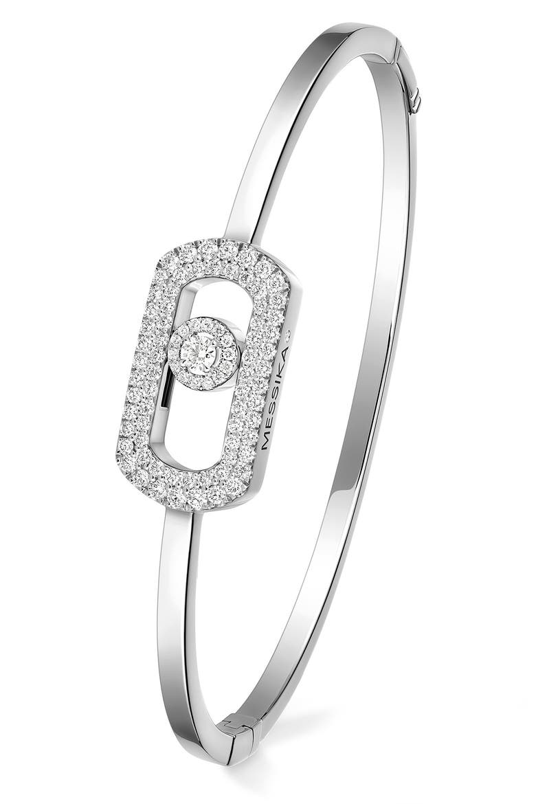 So Move Diamond Pavé 18K White Gold Bangle Bracelet, Main, color, WHITE GOLD