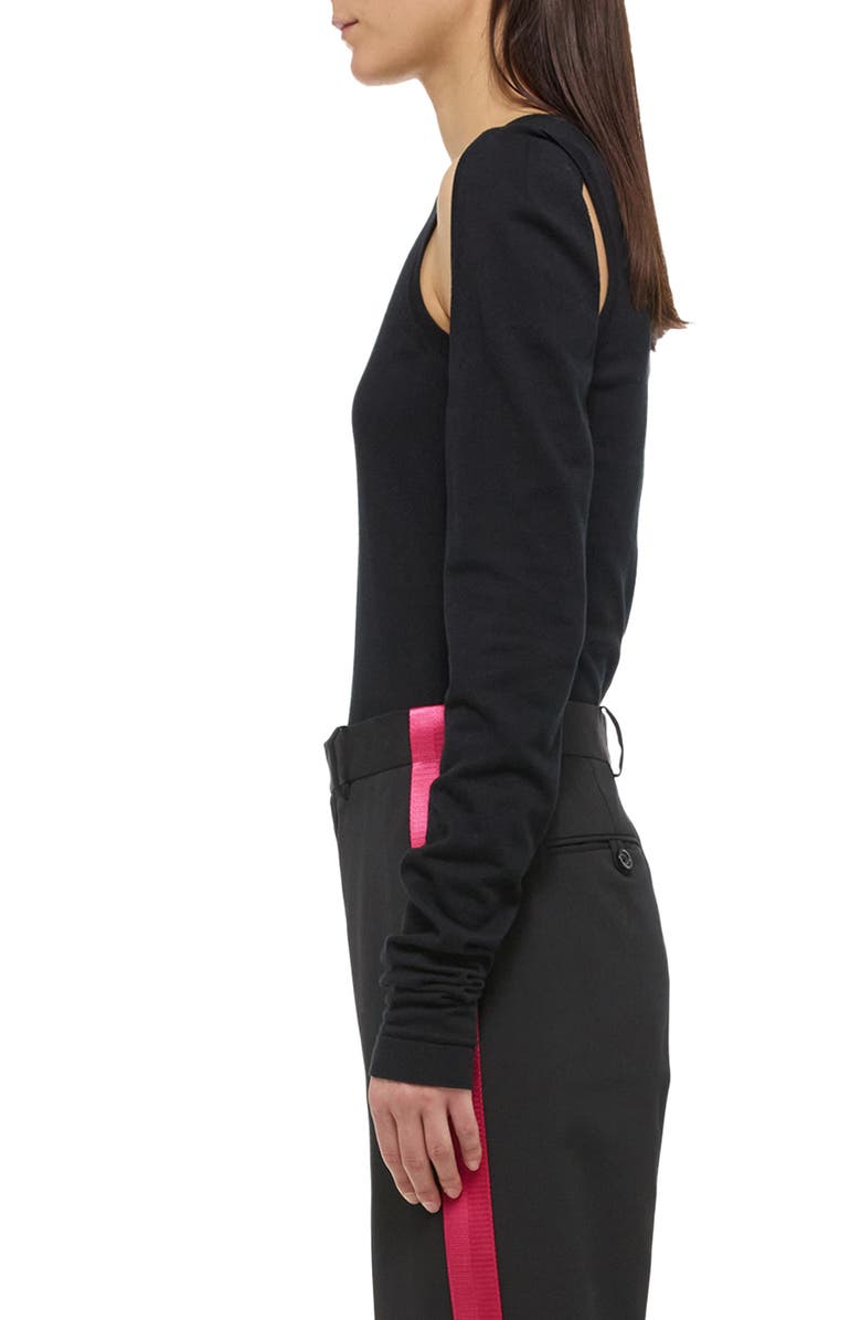 Helmut Lang Cotton Shoulder Cutout Sweater, Alternate, color, Black