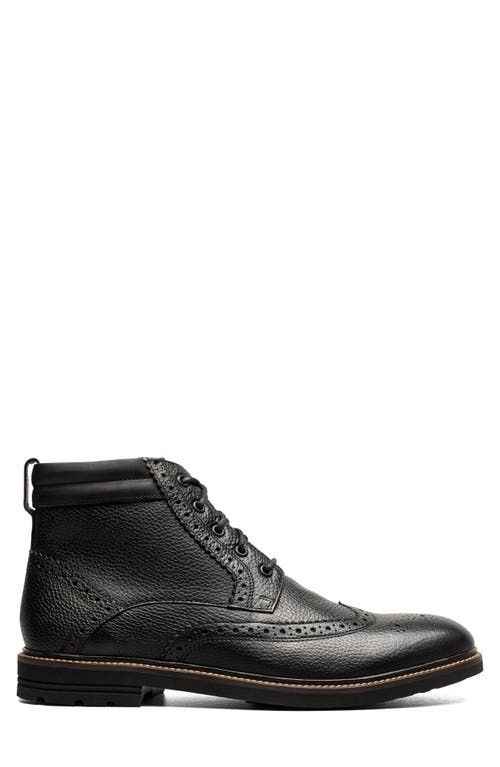 Nunn Bush Odell Ii Wingtip Boot In Black Tumbled