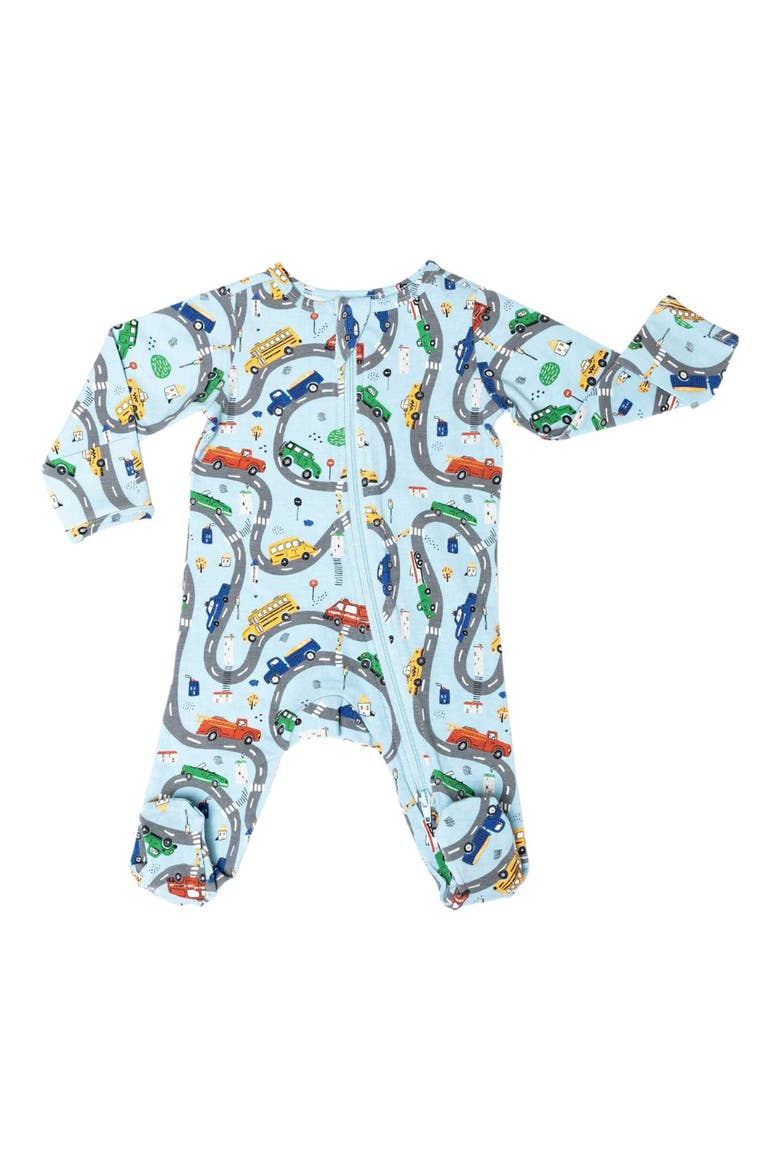 Organic Cotton Zip Footie in Cars, Main, color, BLUE MULTI