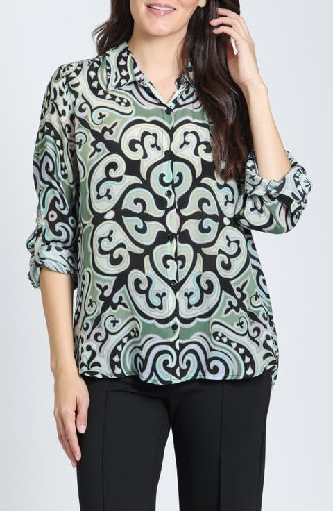 Roll Tab Sleeve Button-Up Shirt