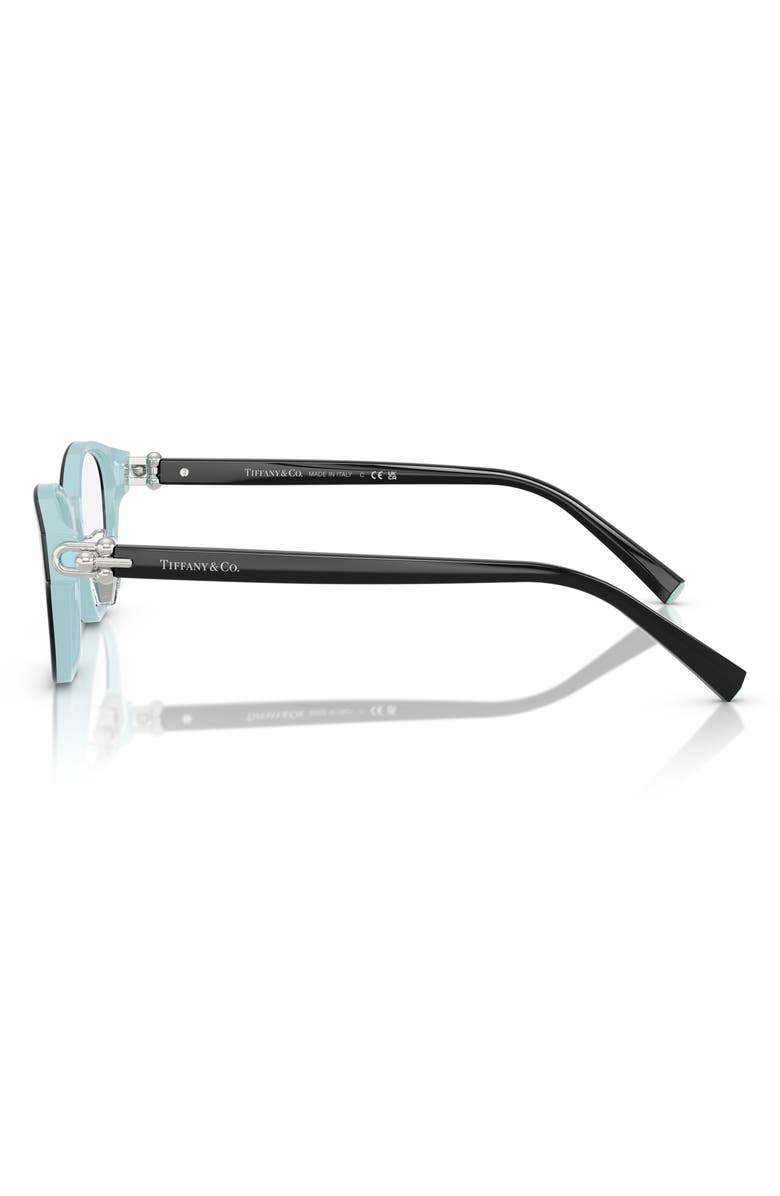 Tiffany & Co. 48mm Small Round Optical Glasses, Alternate, color, Black On Tiffany Blue