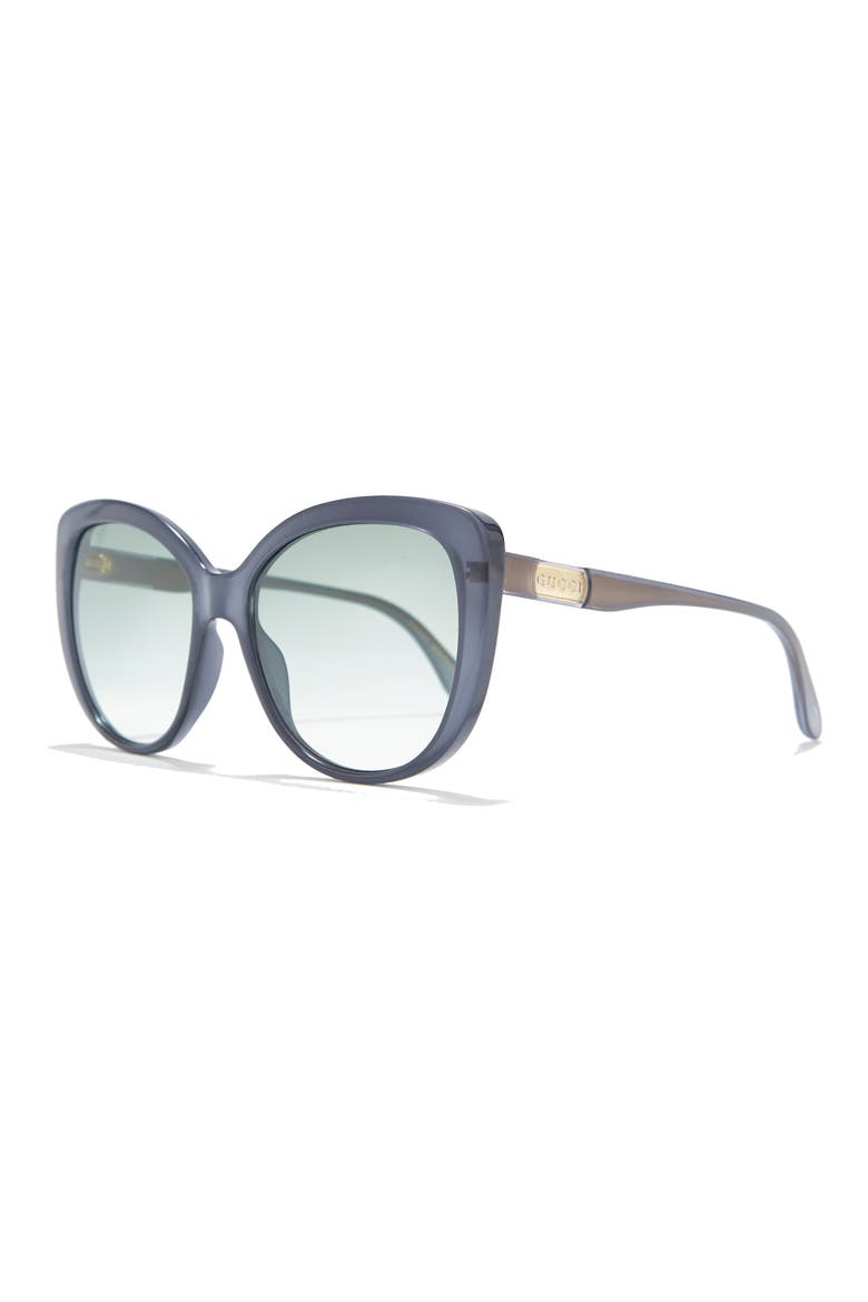 57mm Gradient Cat Eye Sunglasses, Alternate, color, BLUE GREEN
