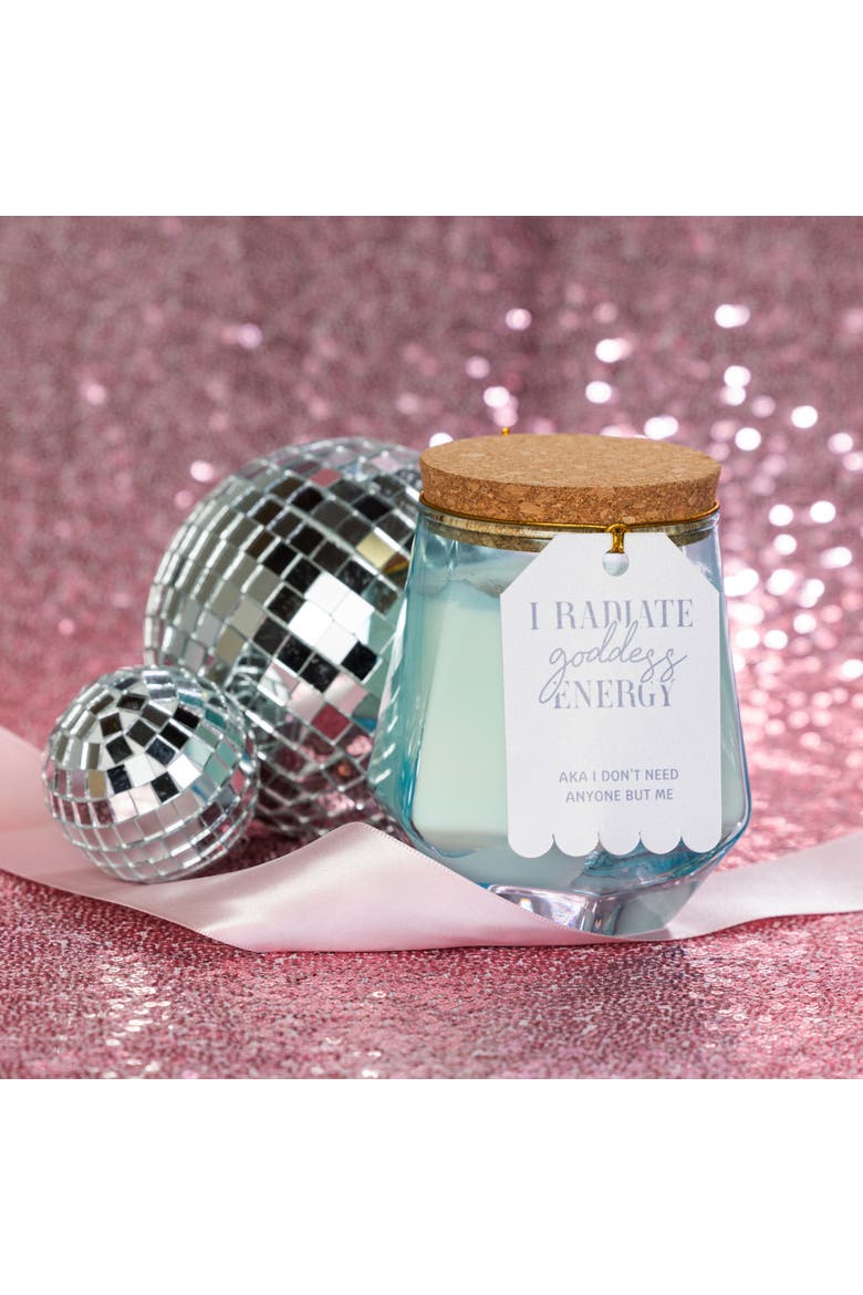 Goddess Energy Blue Geometric Candle Wax Blue 7.7 oz Burn Time 36, Alternate, color, Blue