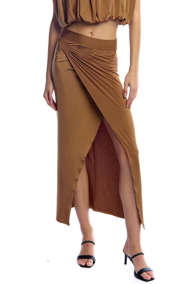 Ferris Draped Midi Skirt, Main, color, Camel