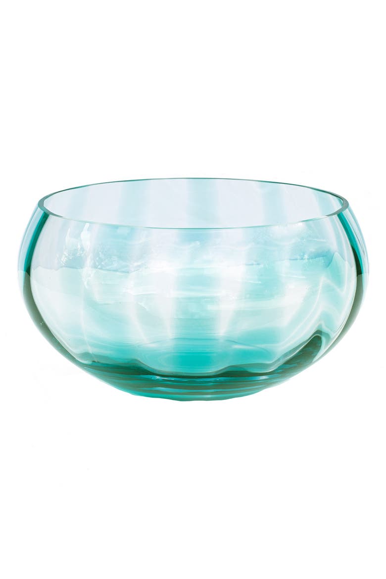 Bolla Blue Glass Pleated Centerpiece Bowl, Main, color, BLUE