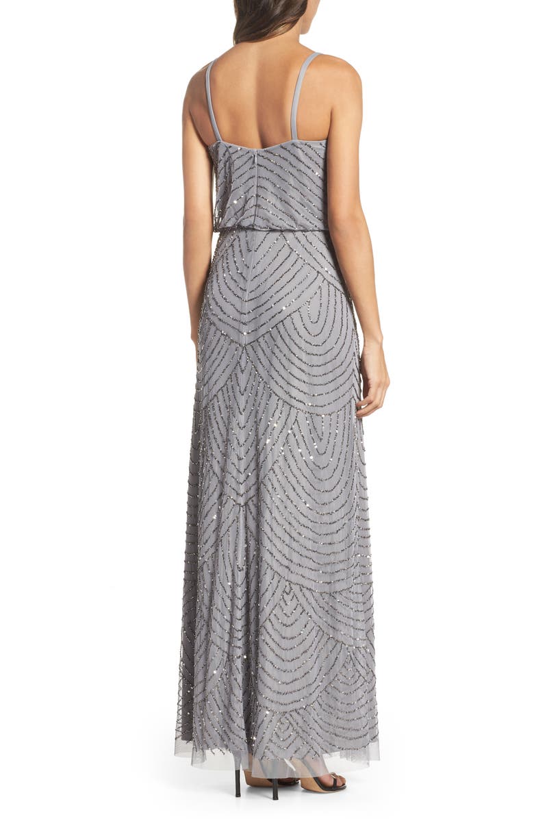 Adrianna Papell Embellished Blouson Gown, Alternate, color, 
